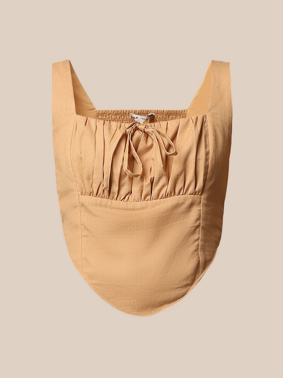 Beige Fitted Short Corset Top