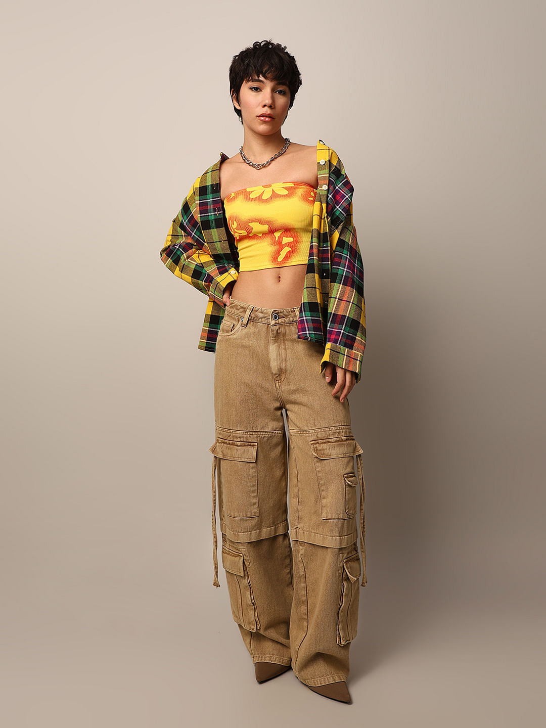 Yellow Printed Bandeau Top