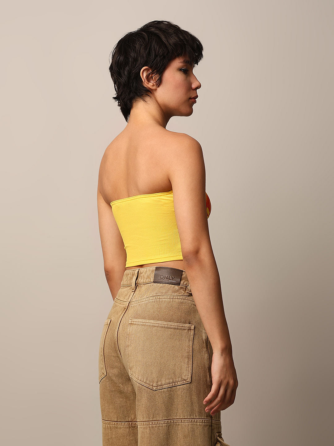 Yellow Printed Bandeau Top