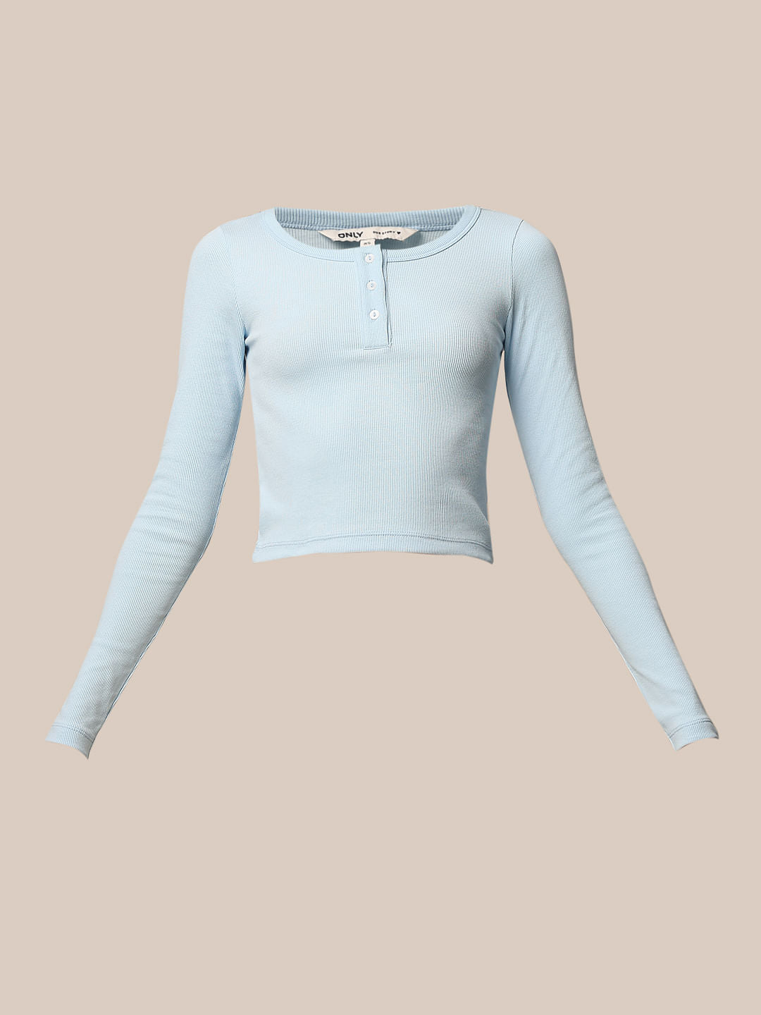 Blue Ribbed Fitted Top