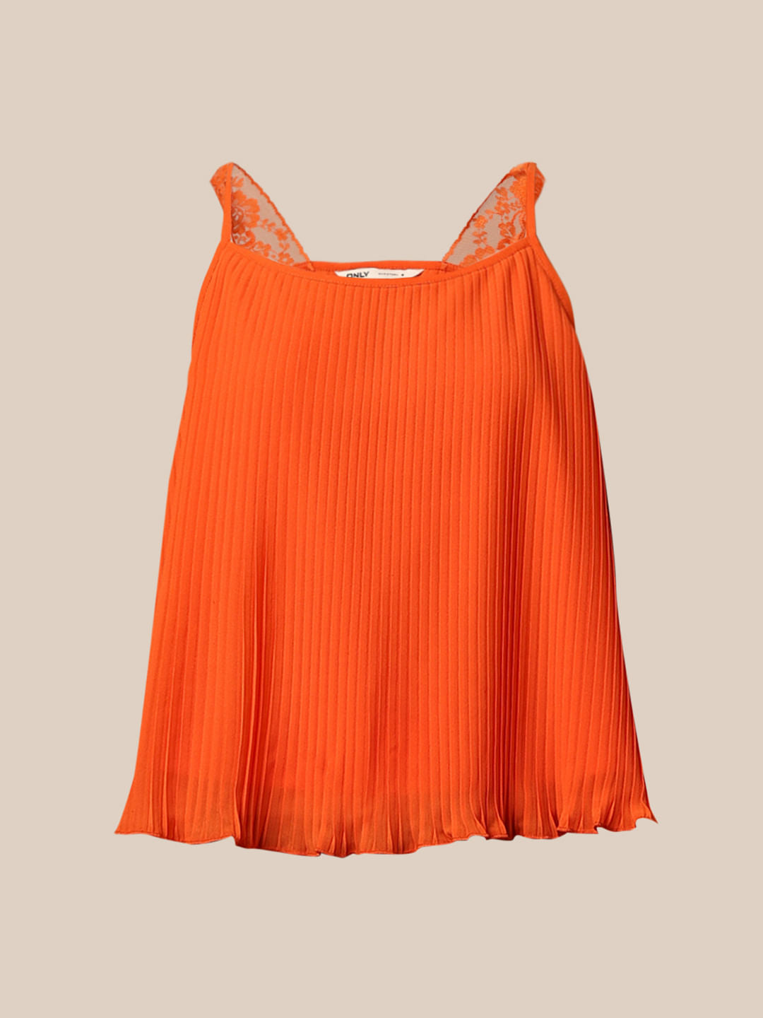 Orange Pleated Strappy Top