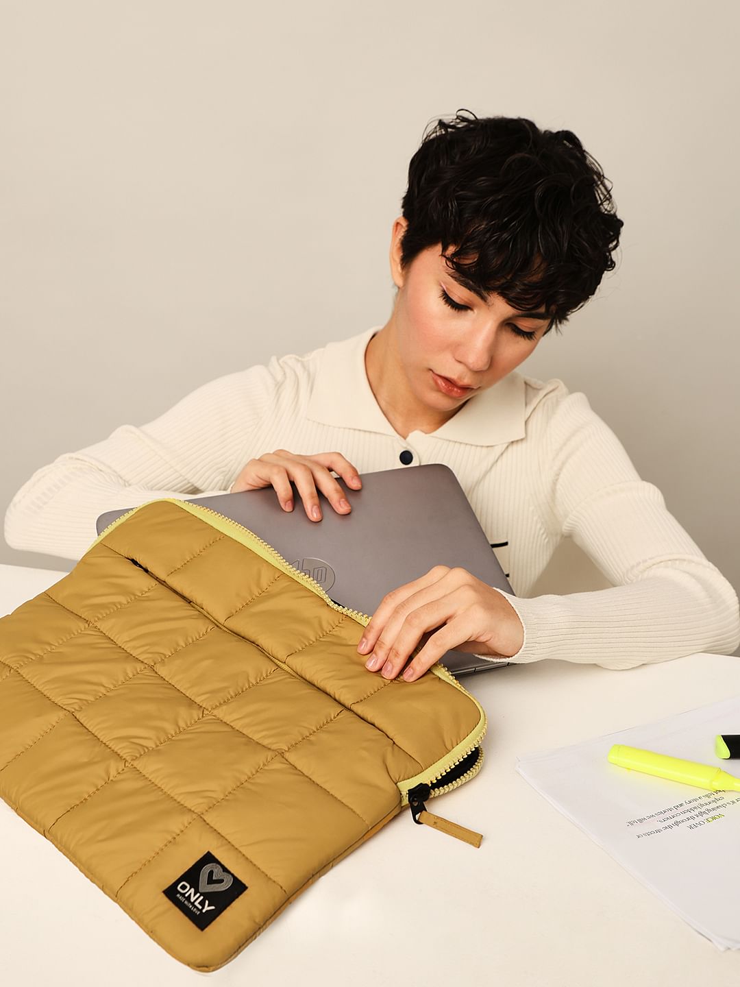 Amber Yellow Puffer Laptop Sleeve