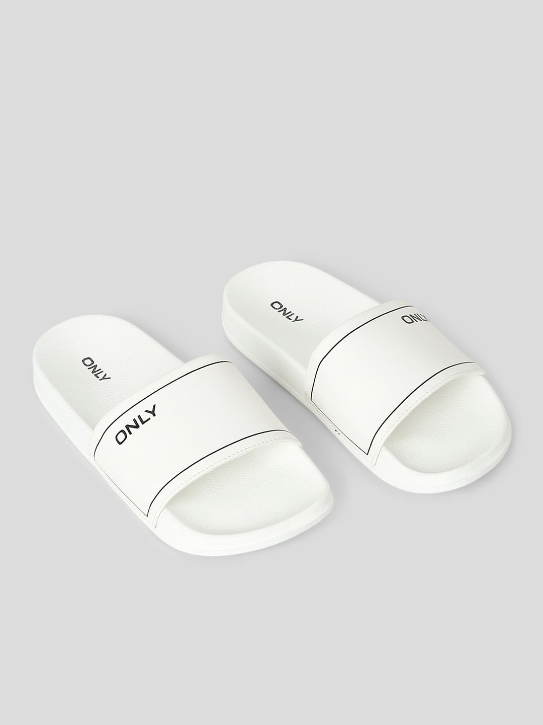 White Logo Print Sliders