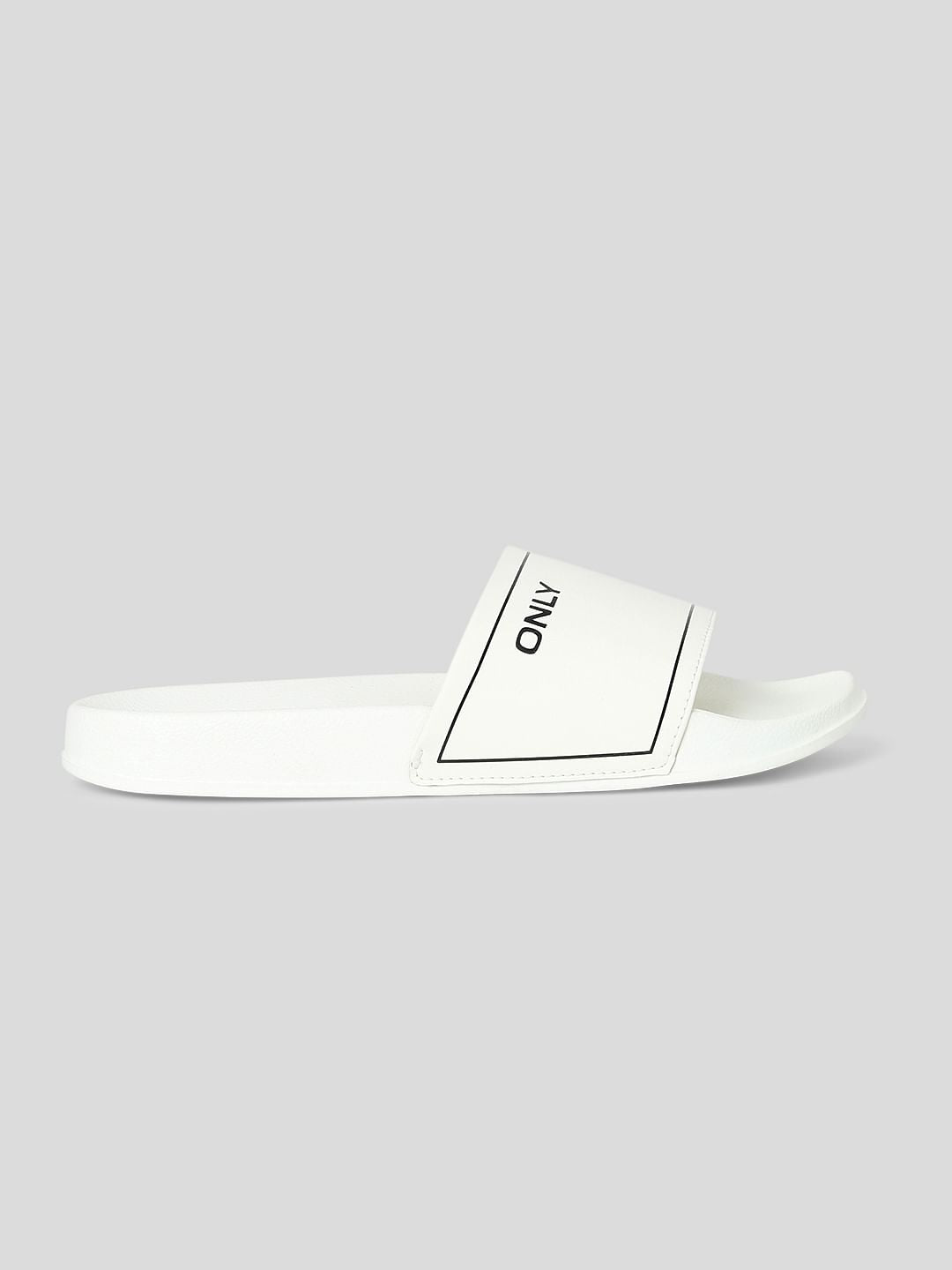 White Logo Print Sliders