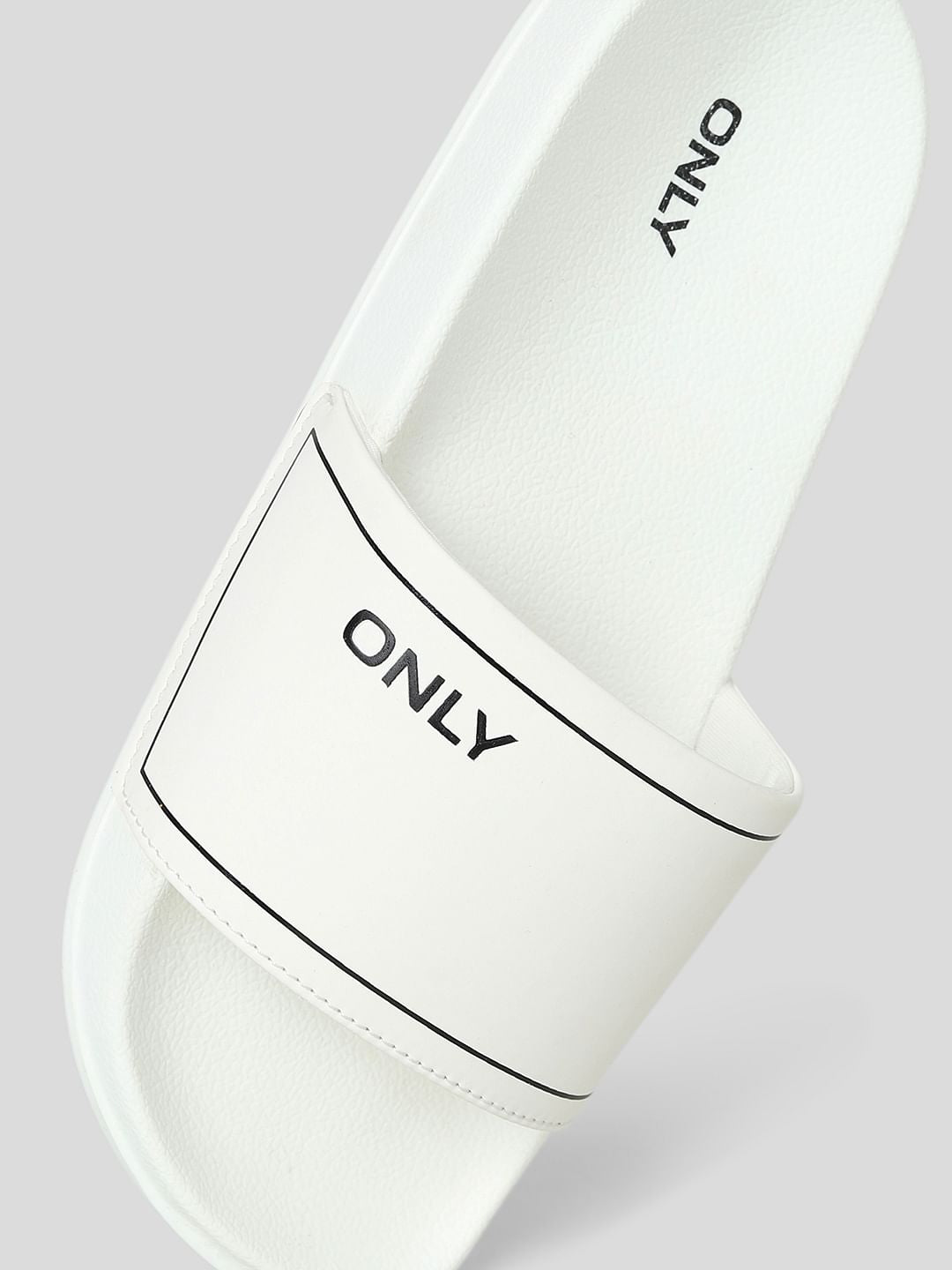 White Logo Print Sliders