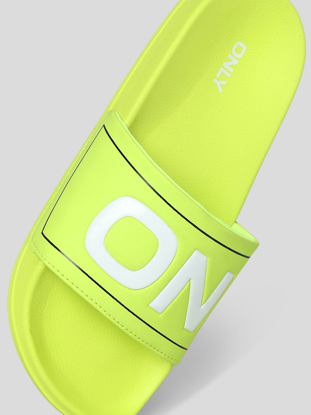 Lime Green Large Logo Print Sliders