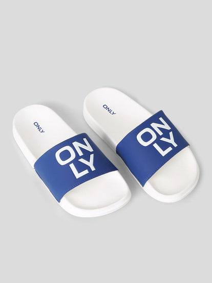 Blue Large Logo Print Sliders