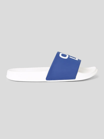 Blue Large Logo Print Sliders