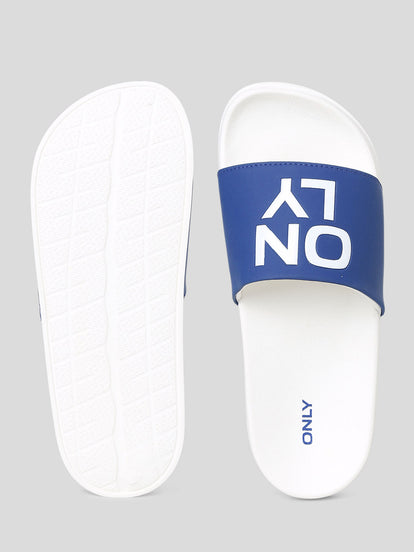 Blue Large Logo Print Sliders