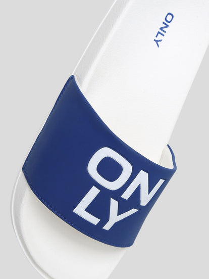 Blue Large Logo Print Sliders
