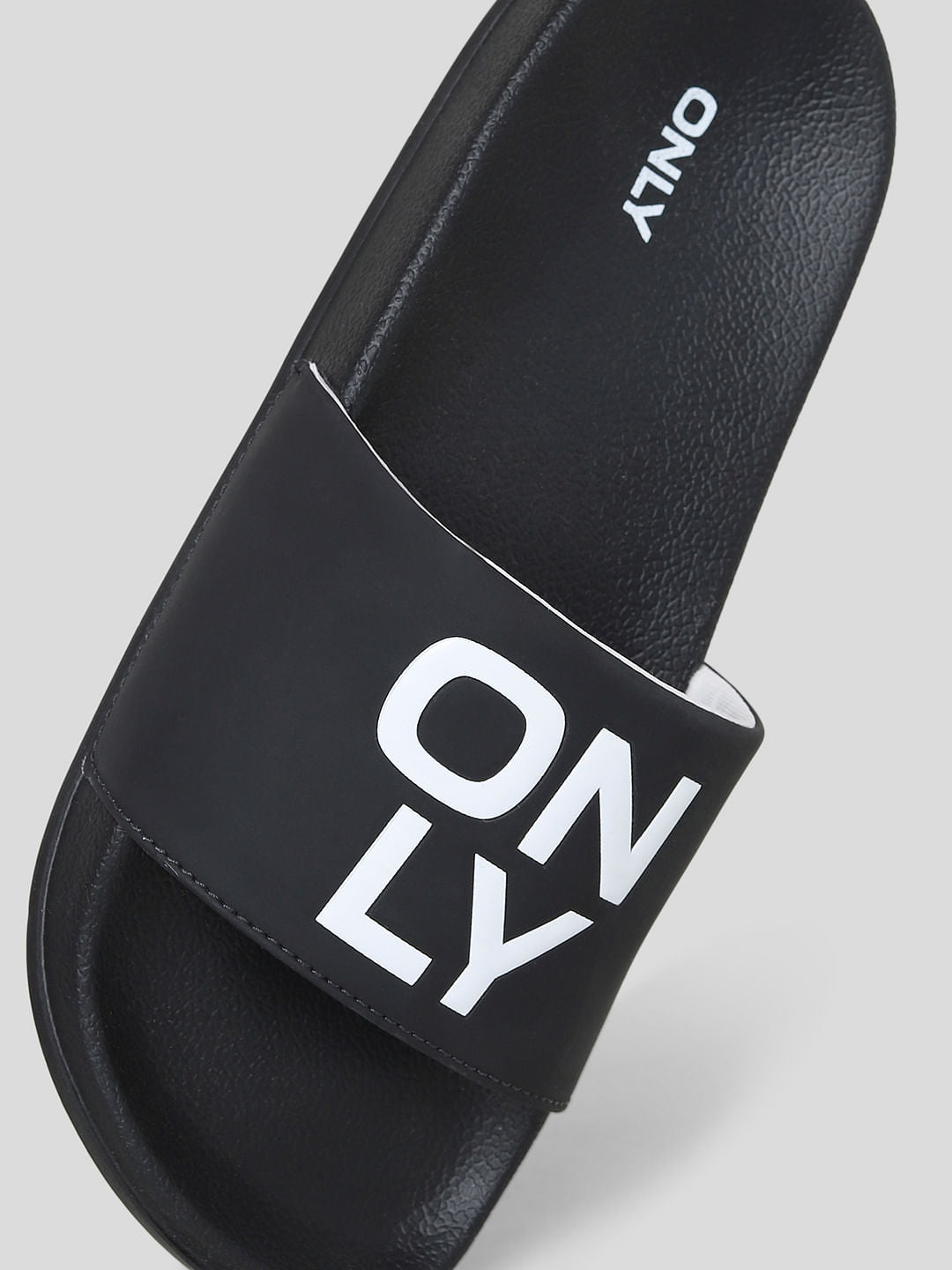 Black Large Logo Print Sliders