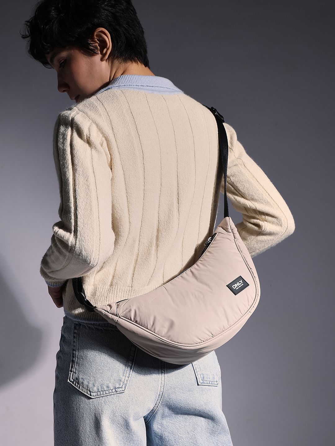 Beige Side Sling Bag