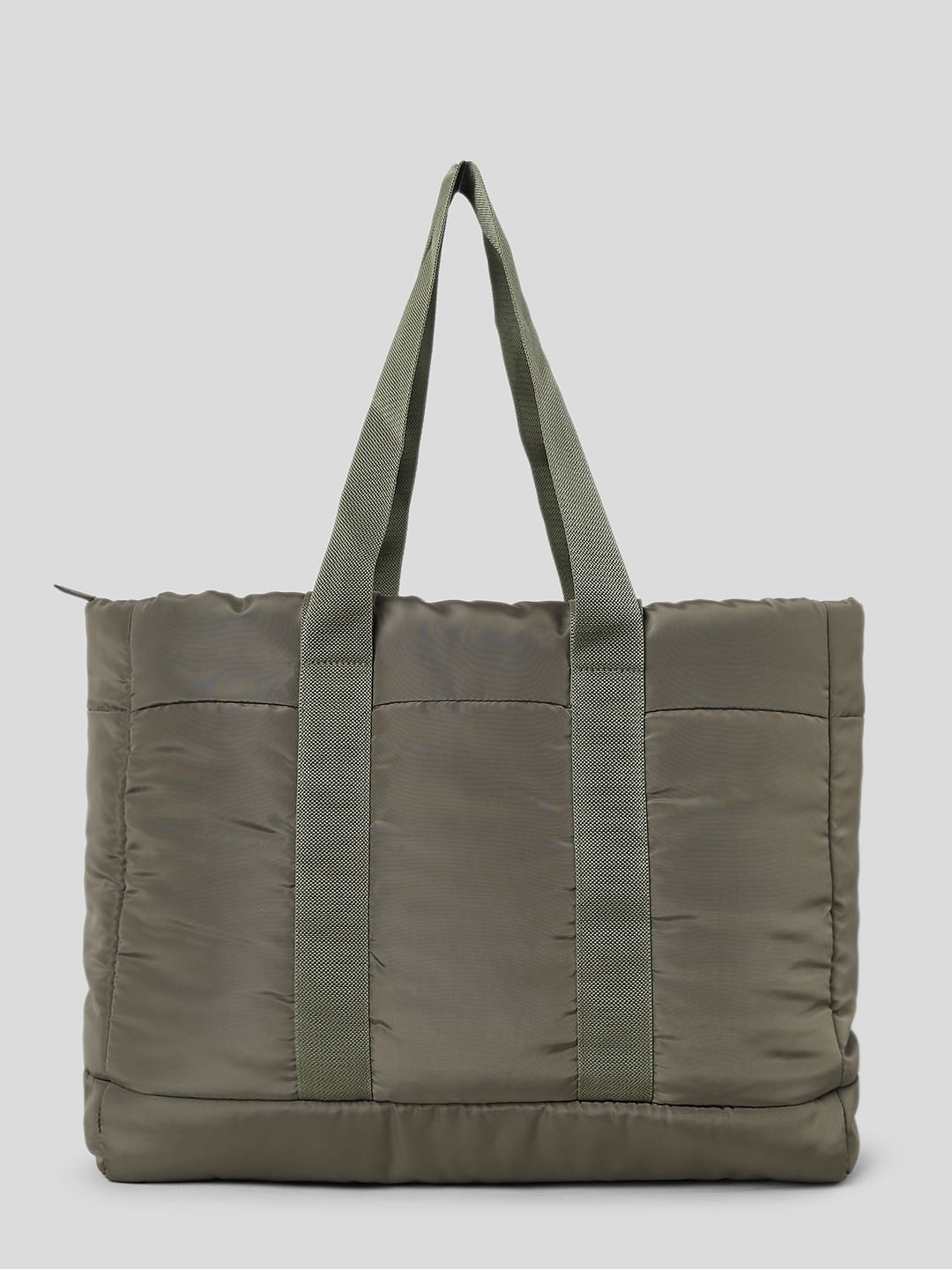 Olive Puffer Tote Bag