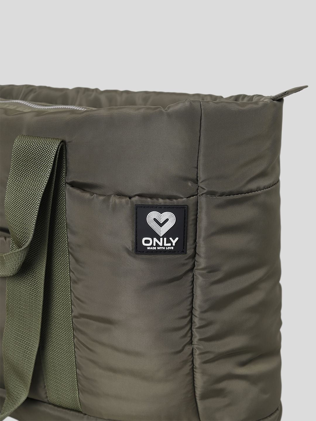 Olive Puffer Tote Bag