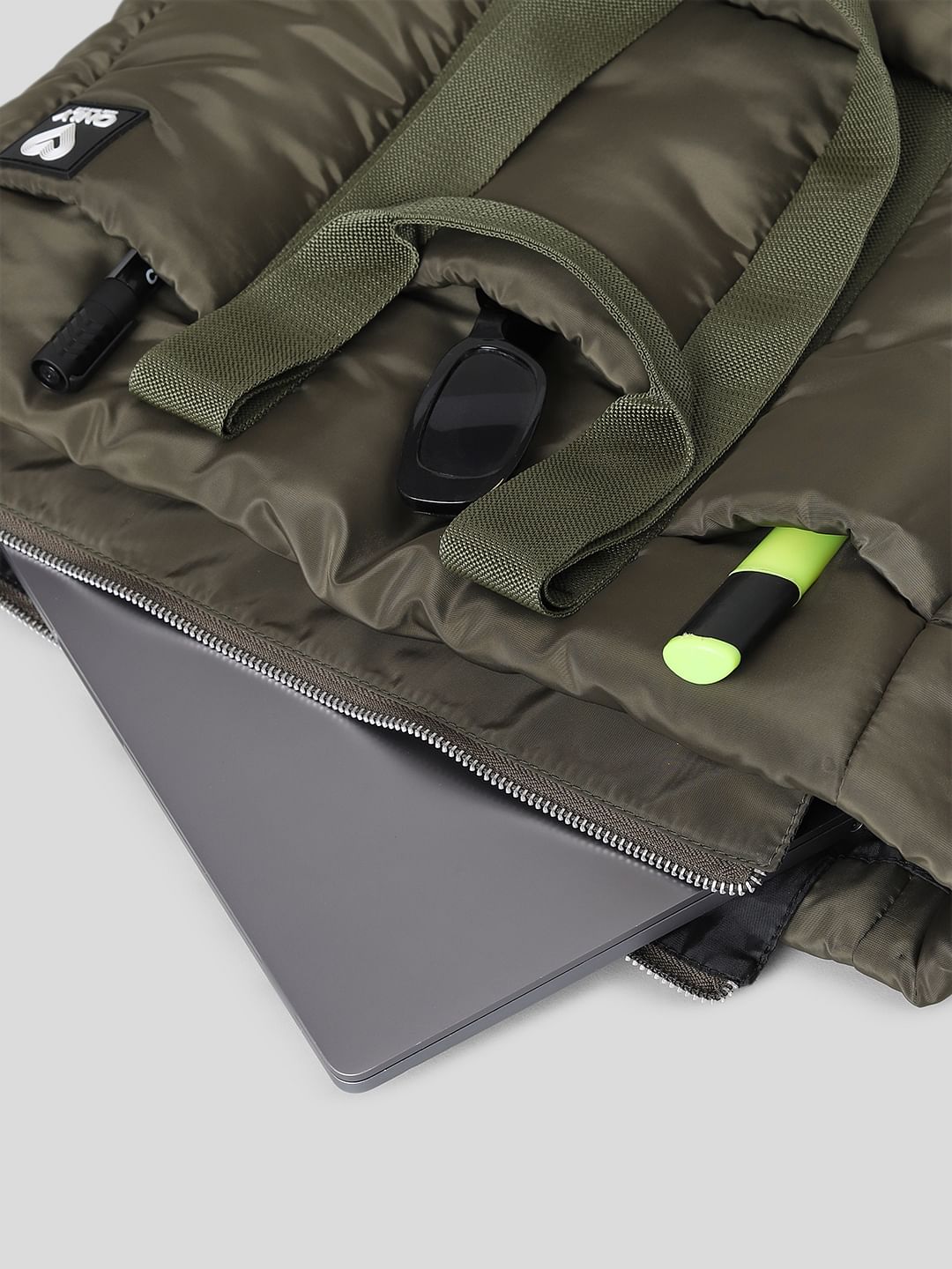 Olive Puffer Tote Bag