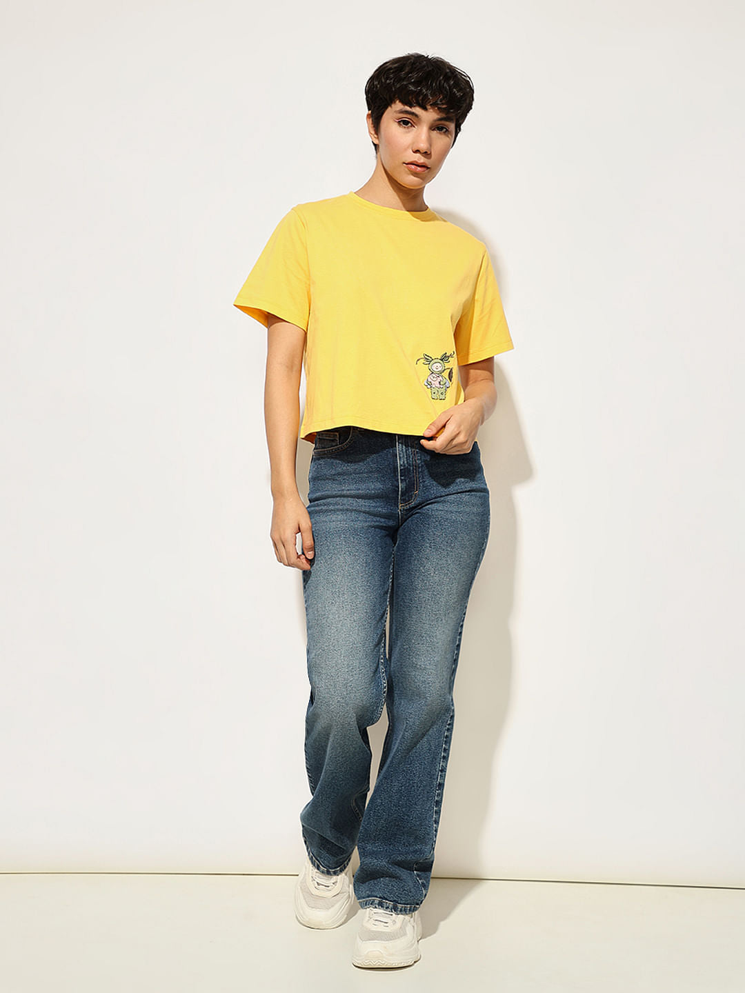 Yellow Applique Boxy Fit T-Shirt