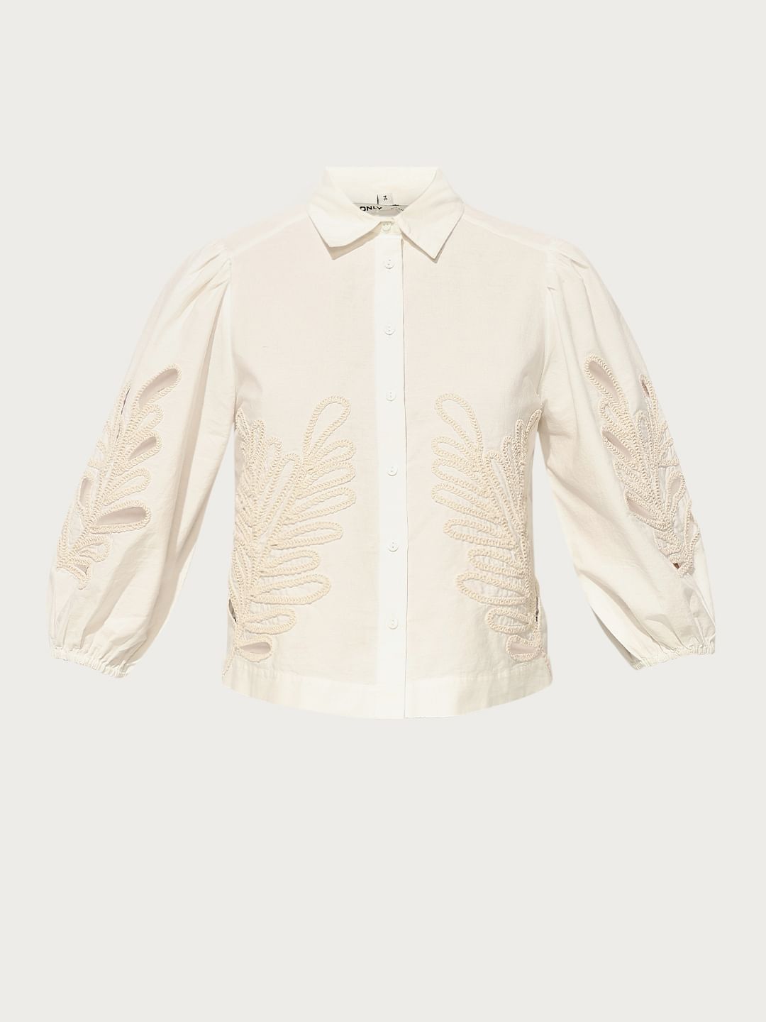 White Embroidered Cotton Shirt