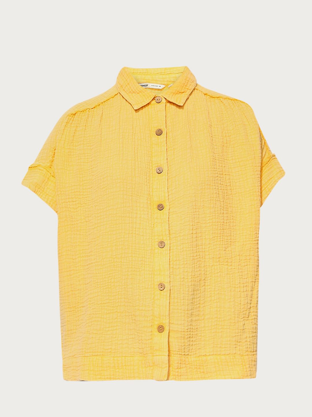 Yellow Seersucker Oversized Shirt