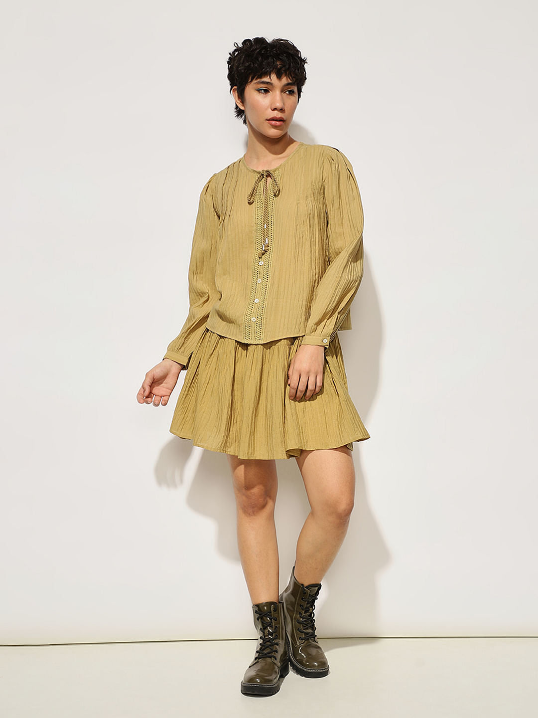 Green Seersucker Co-Ord Set Top