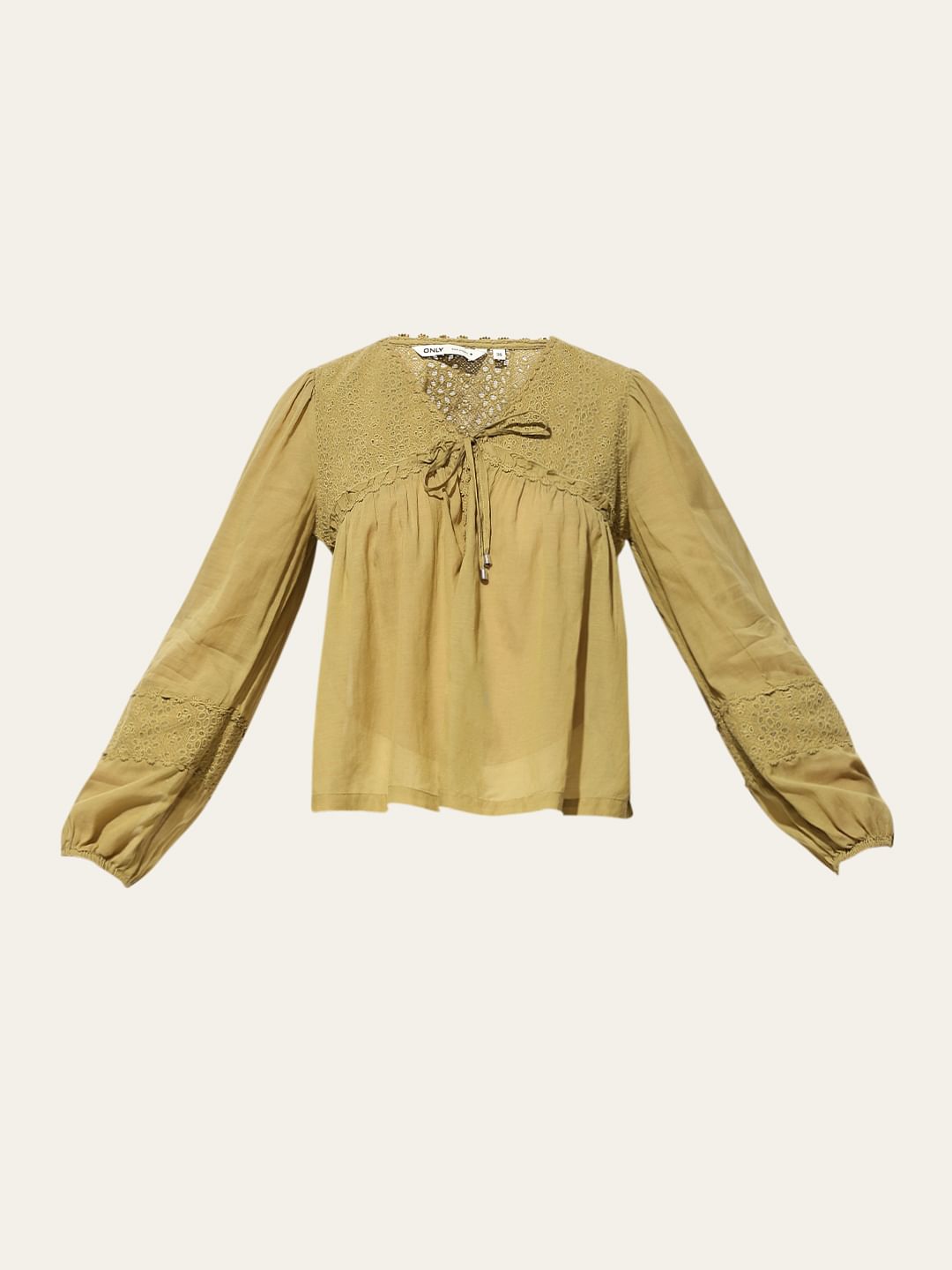 Green Tie Detail Cotton Top