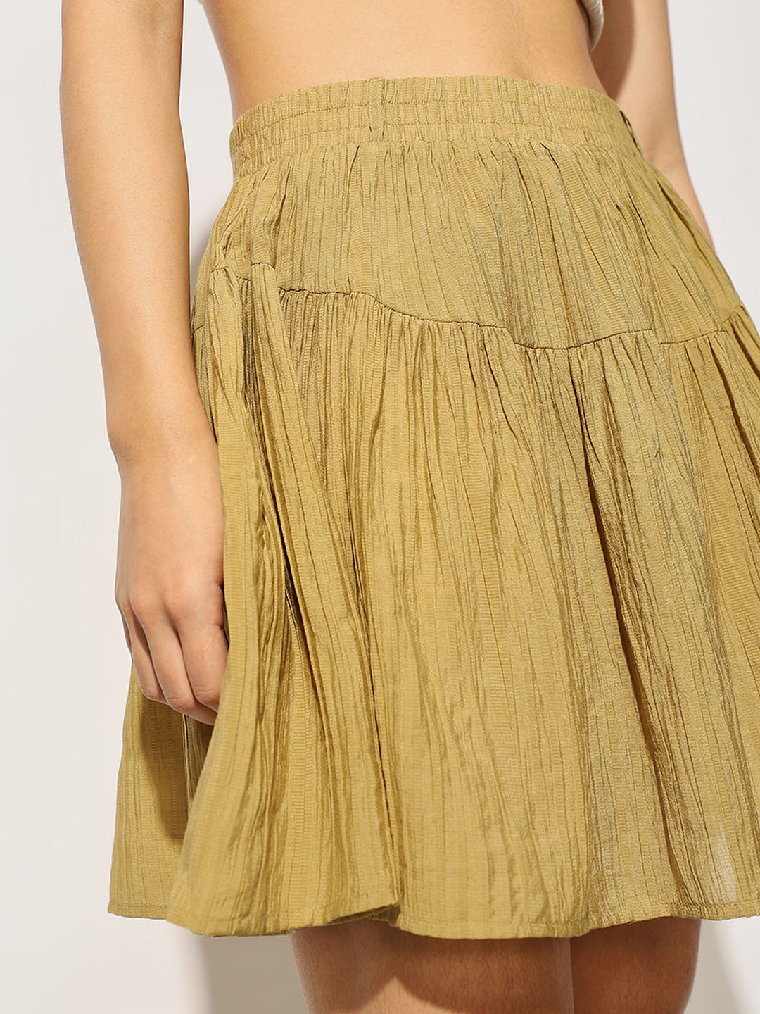 Brown Seersucker Co-Ord Set Skirt