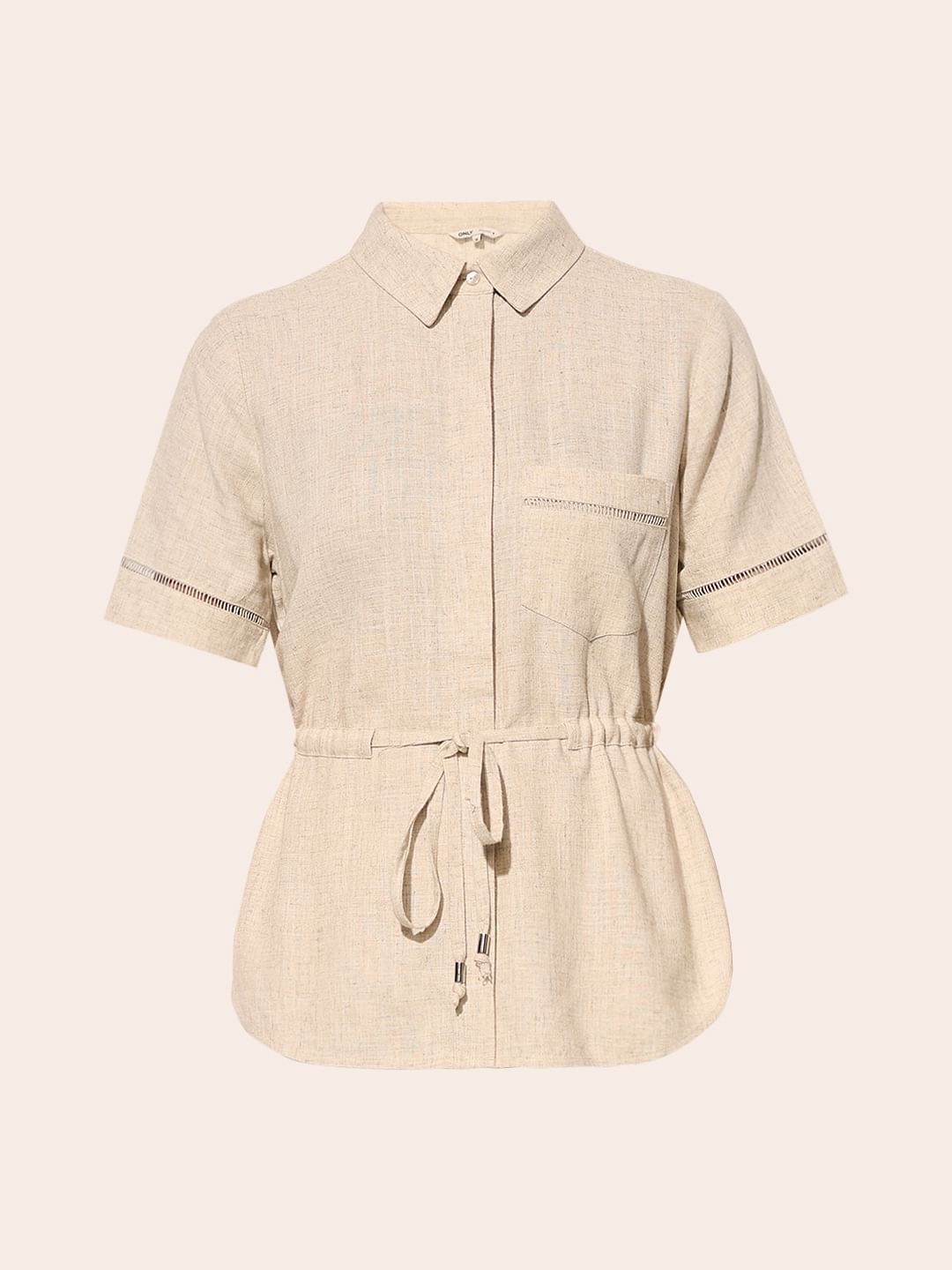 Beige Co-Ord Set Long Shirt