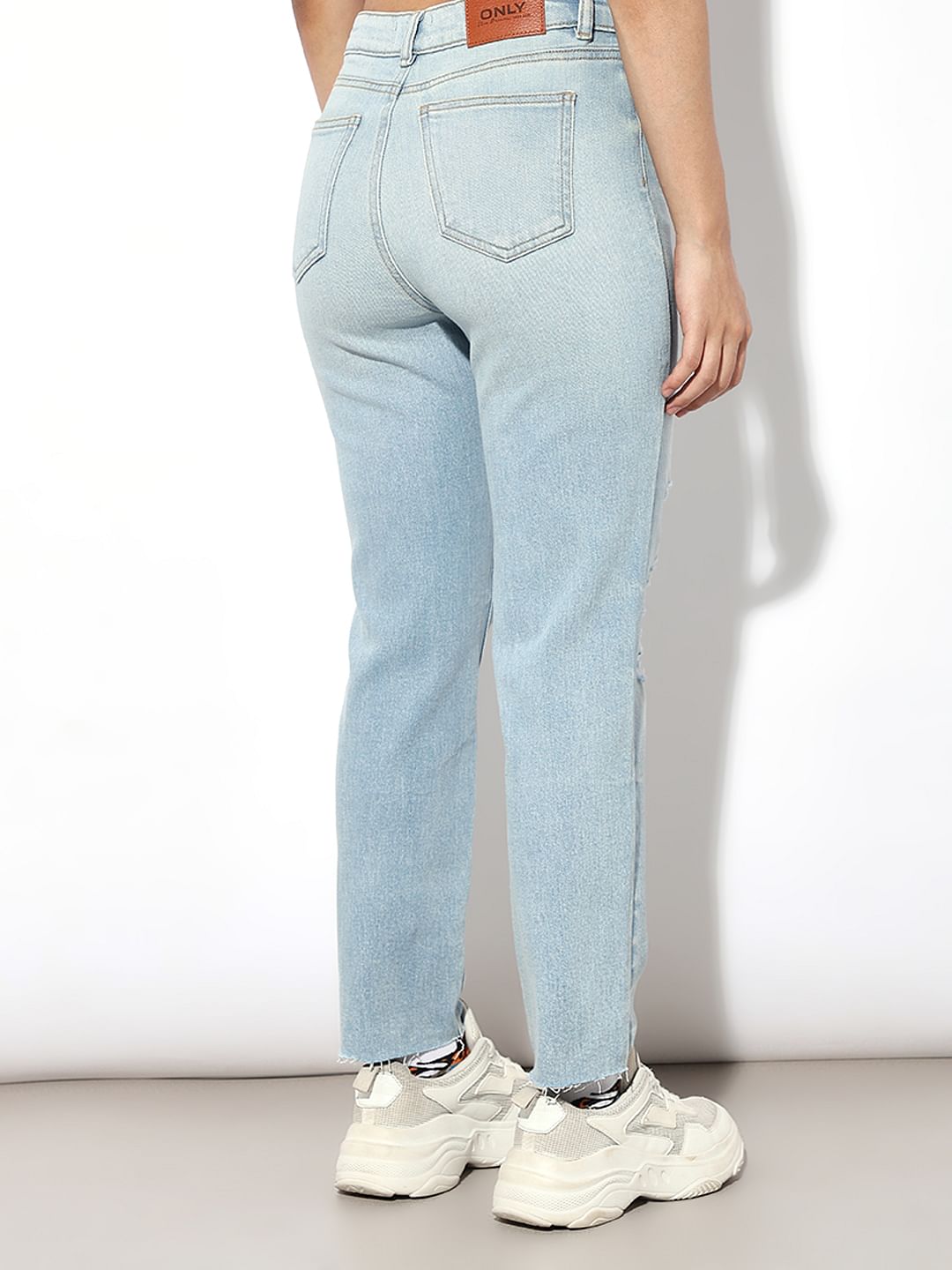 Light Blue High Rise Distressed Jeans