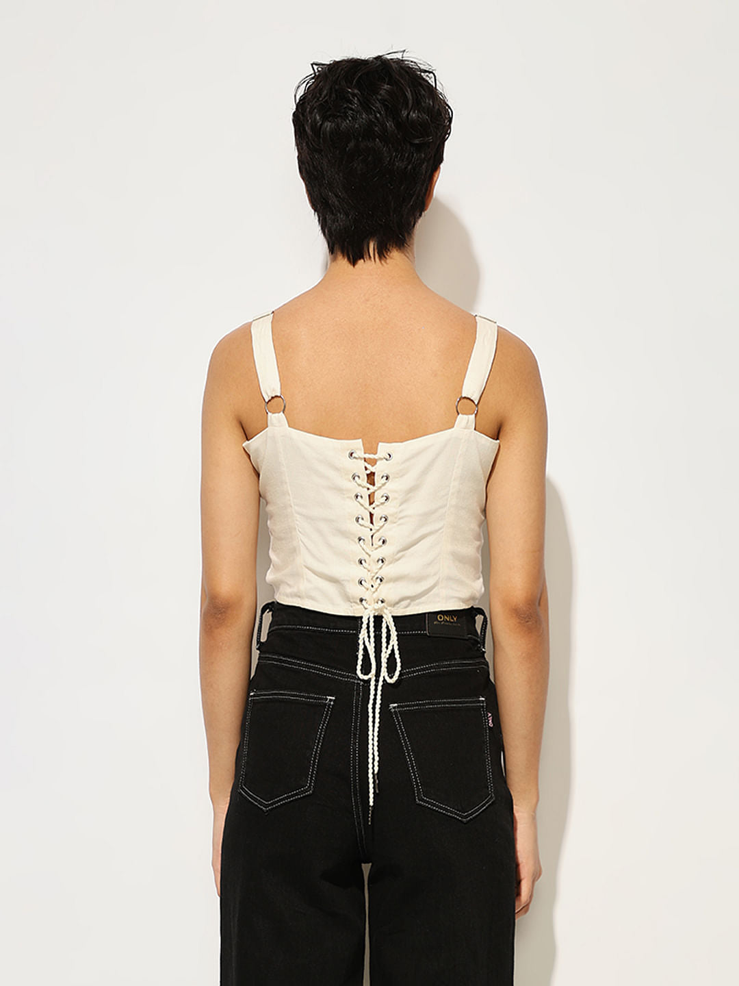 White Printed Bralette Top