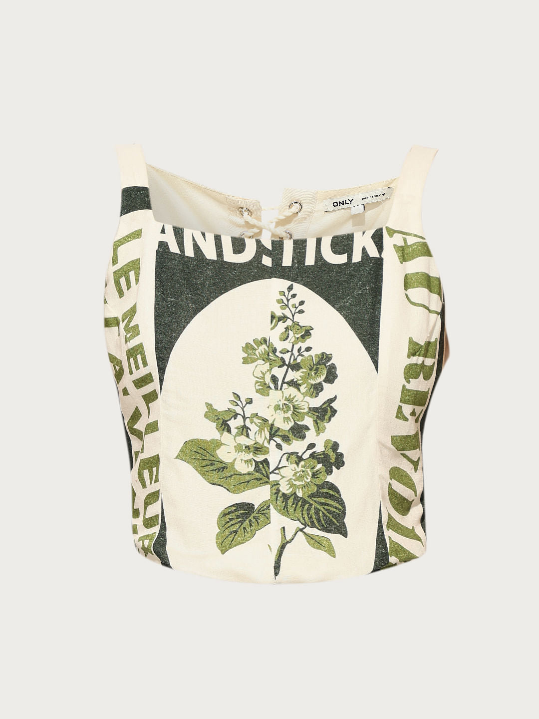 White Printed Bralette Top