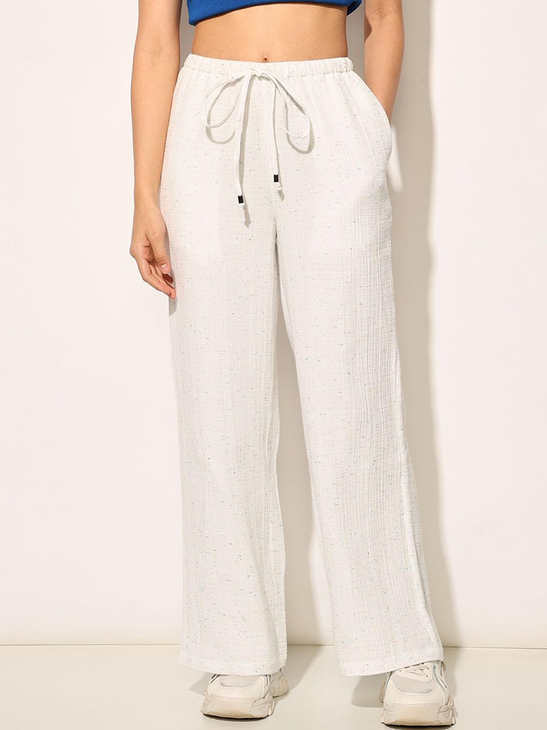 White Loose Fit Cotton Pants