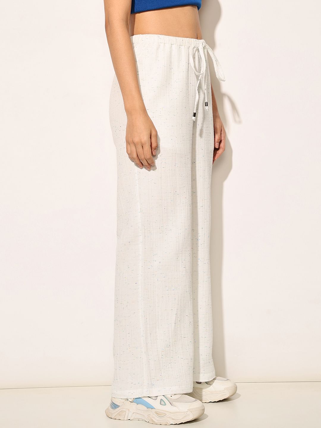 White Loose Fit Cotton Pants