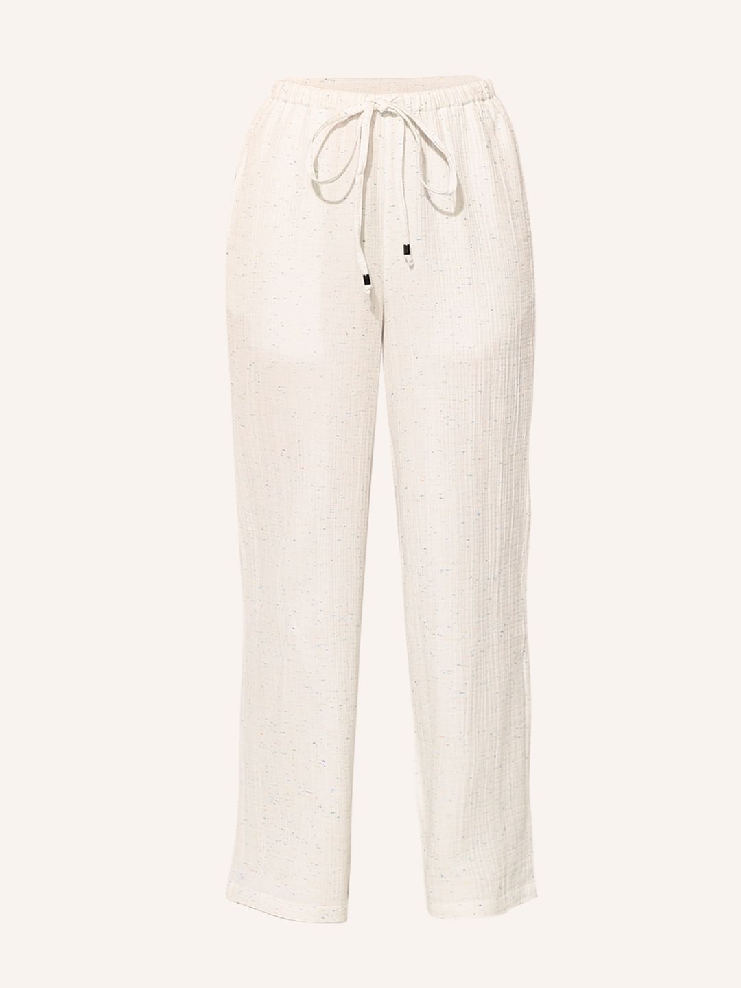 White Loose Fit Cotton Pants