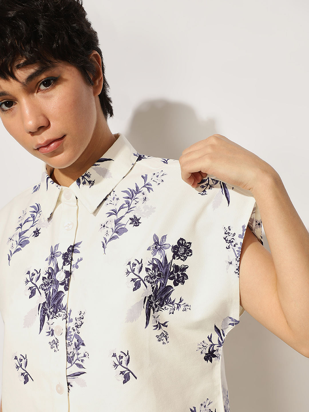 White Printed Co-Ord Set Shirt