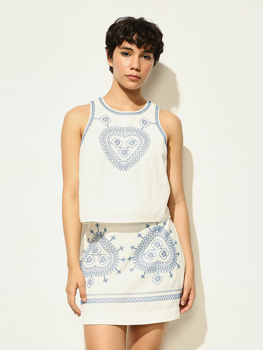 White Printed Co-Ord Set Top