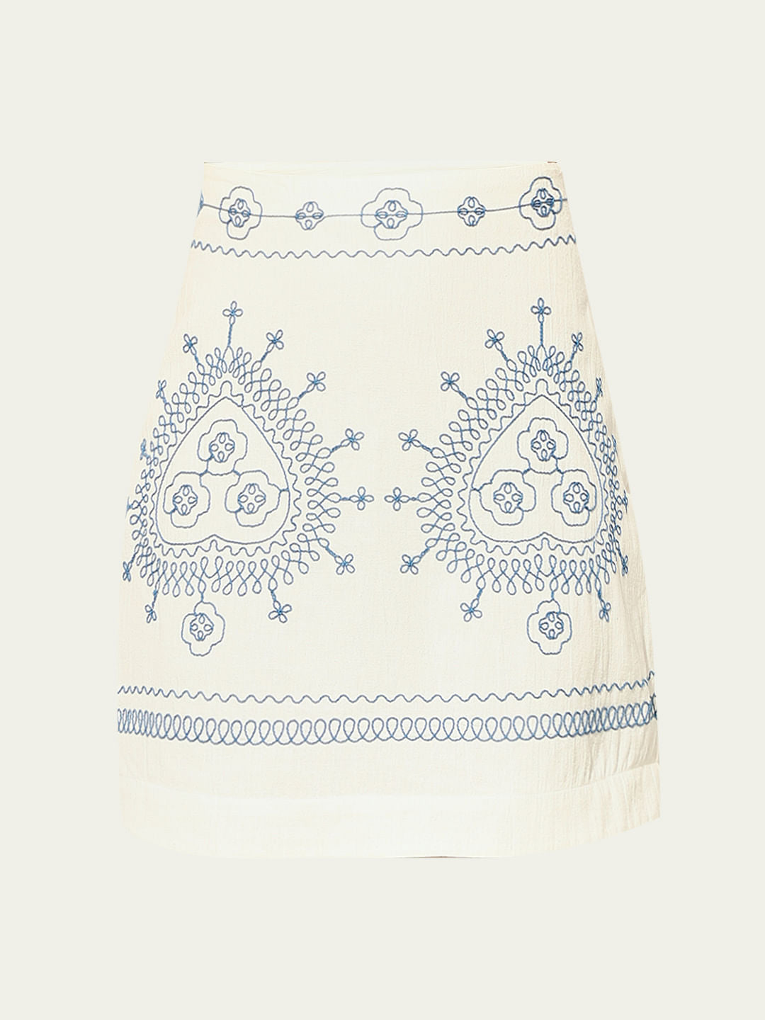 White Embroidered Co-Ord Set Skirt