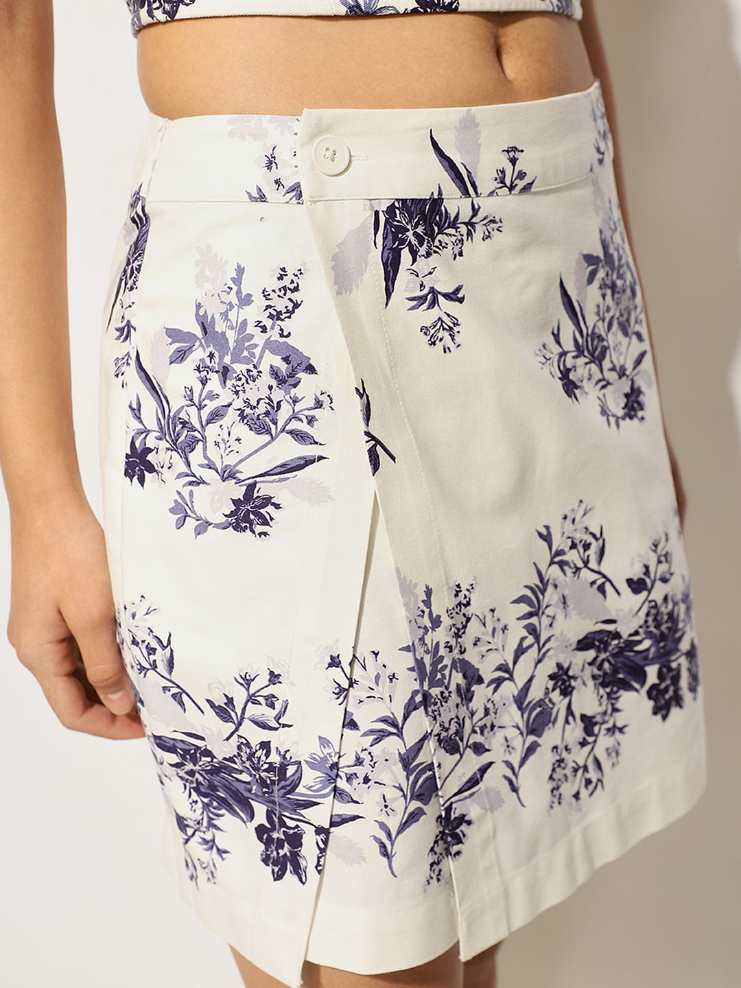 White Printed Mini Co-Ord Set Skorts