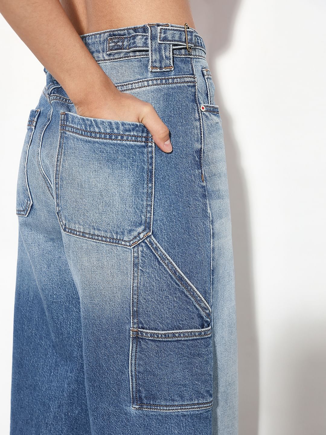 Light Blue High Rise Slouchy Fit Jeans