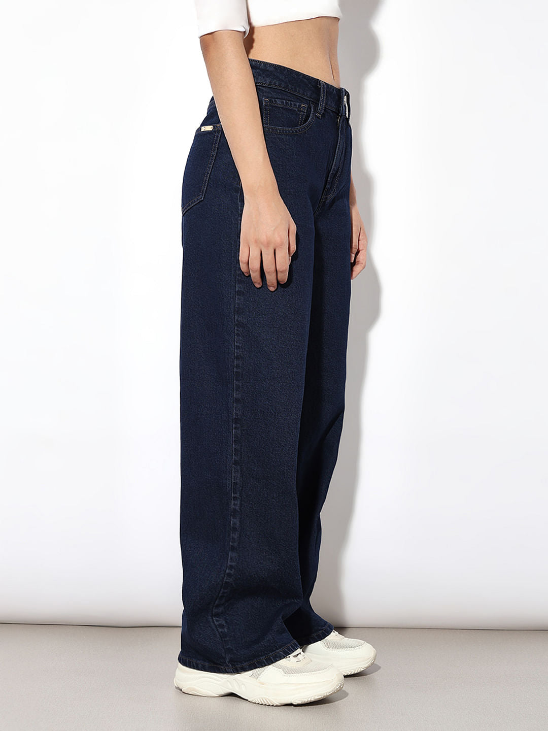 Dark Blue High Rise Wide Leg Jeans