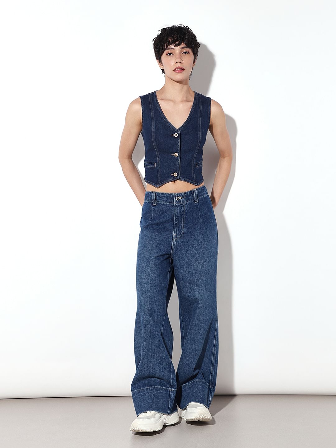 Dark Blue Denim Waistcoat