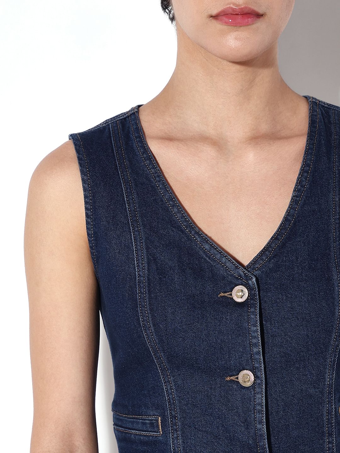 Dark Blue Denim Waistcoat