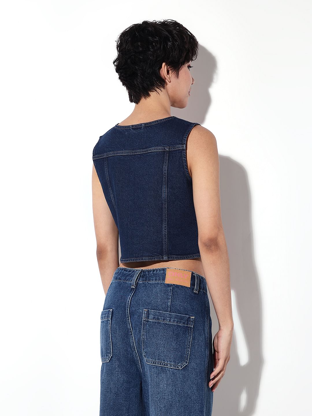 Dark Blue Denim Waistcoat