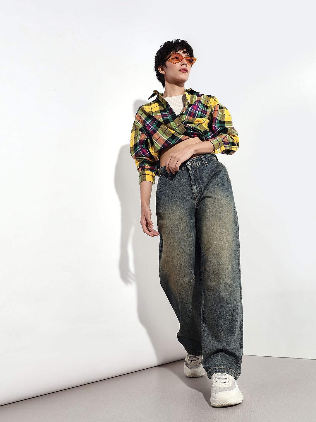 Blue High Rise Straight Fit Jeans