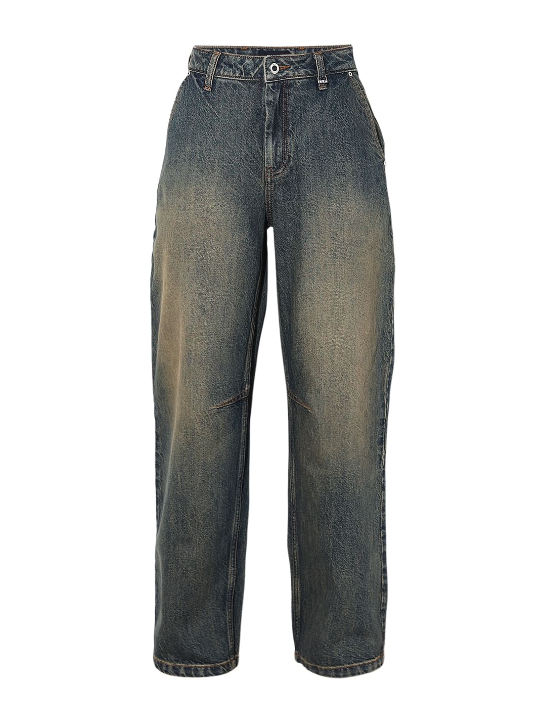 Blue High Rise Straight Fit Jeans
