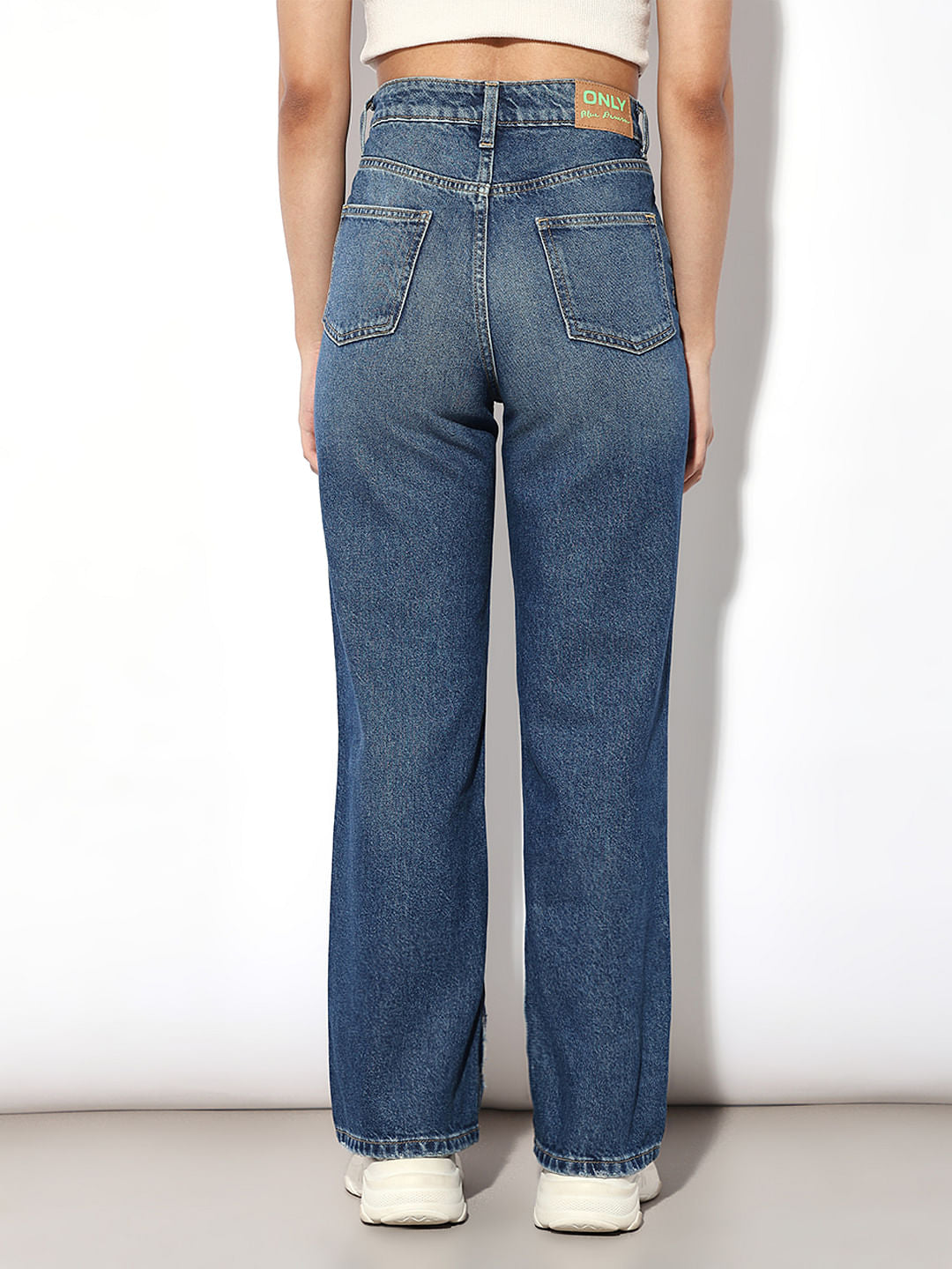 Dark Blue High Rise Distressed Jeans