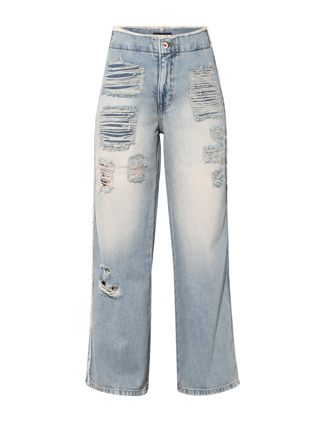 Blue Distressed Straight Fit Jeans