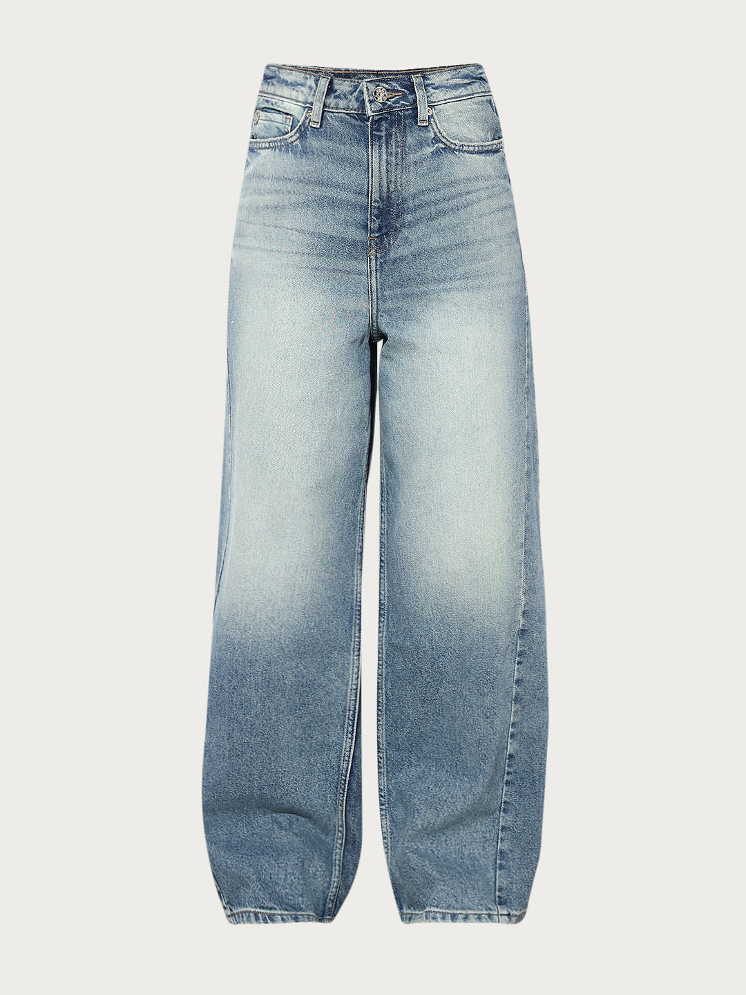 Blue High Rise Wide Leg Jeans