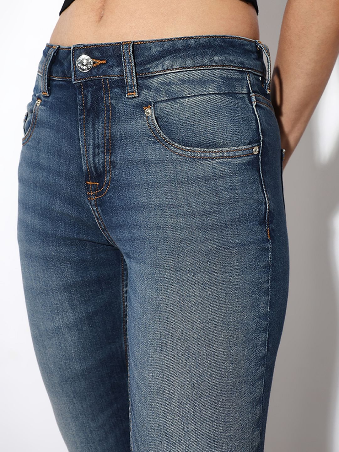 Blue High Rise Flared Jeans