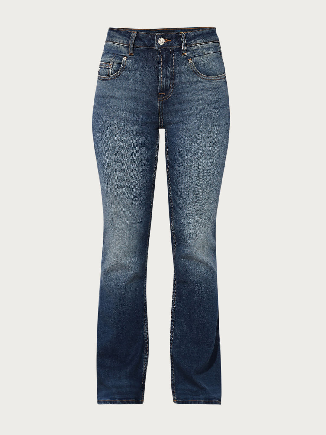 Blue High Rise Flared Jeans