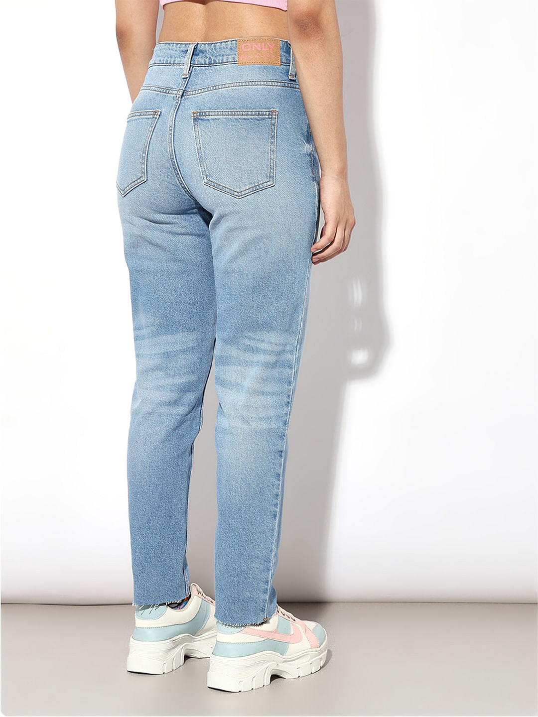 Light Blue High Rise Straight Fit Jeans