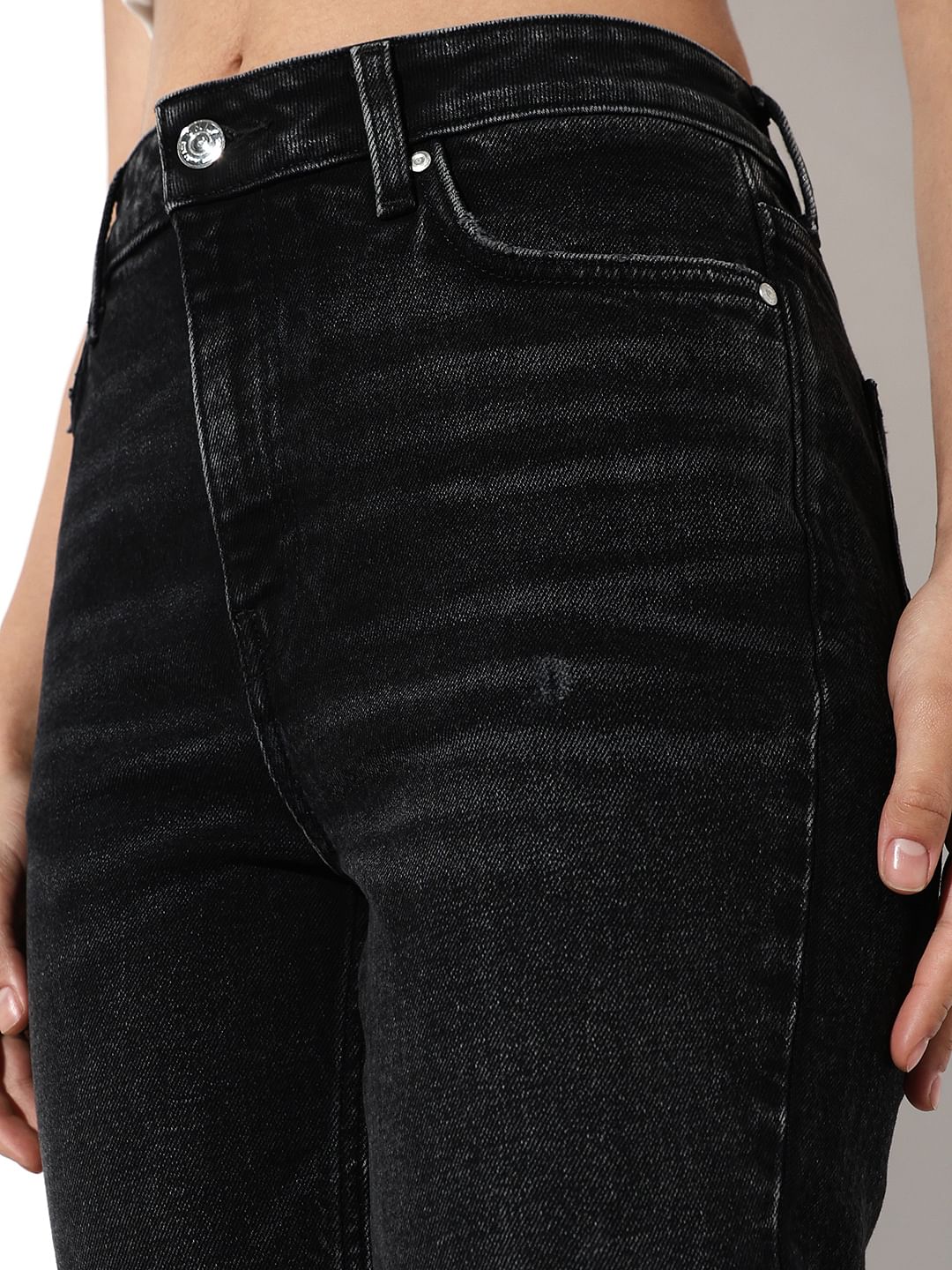 Black High Rise Erin Straight Fit Jeans